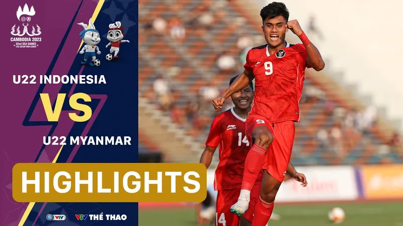 Cầu thủ U22 Indonesia ghi bàn từ quả đá phạt trực tiếp vào góc xa của U22 Myanmar